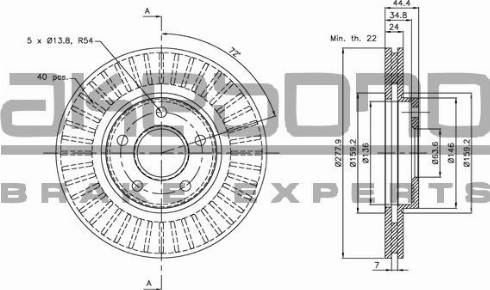 Akebono BN-0195 - Тормозной диск www.autospares.lv