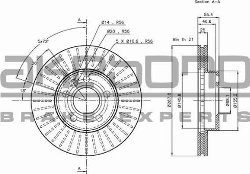 Akebono BN-0196 - Тормозной диск www.autospares.lv