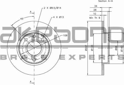 Akebono BN-0197 - Bremžu diski autospares.lv