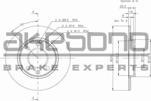 Akebono BN-0161 - Bremžu diski autospares.lv