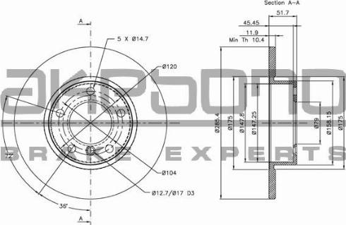 Akebono BN-0167 - Bremžu diski www.autospares.lv