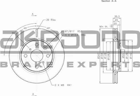 Akebono BN-0108 - Тормозной диск www.autospares.lv