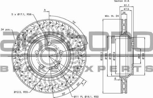 Akebono BN-0804E - Bremžu diski autospares.lv