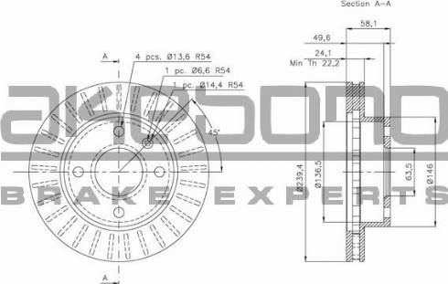 Akebono BN-0804 - Bremžu diski autospares.lv