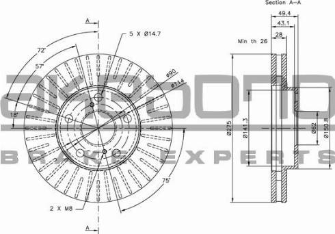 Akebono BN-0803 - Тормозной диск www.autospares.lv