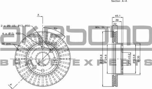 Akebono BN-1367E - Bremžu diski www.autospares.lv