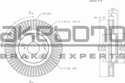 Akebono BN-0350 - Bremžu diski autospares.lv