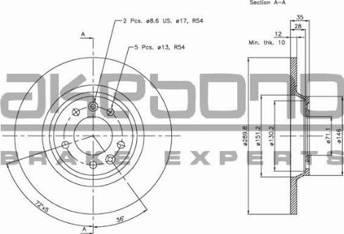 Akebono BN-0358 - Bremžu diski autospares.lv