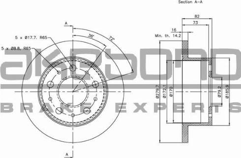 Akebono BN-0335E - Bremžu diski autospares.lv