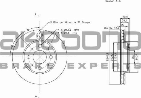 Akebono BN-0379 - Bremžu diski www.autospares.lv