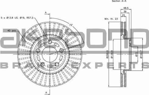 Akebono BN-0298 - Bremžu diski www.autospares.lv