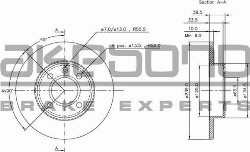 Akebono BN-0202 - Тормозной диск www.autospares.lv