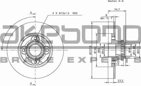 Akebono BN-0281 - Bremžu diski autospares.lv