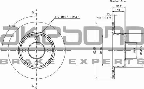 Akebono BN-0229E - Bremžu diski www.autospares.lv