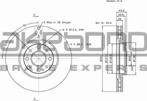 Akebono BN-0755 - Bremžu diski autospares.lv