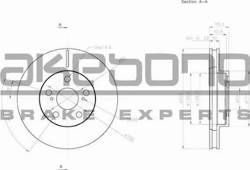 Akebono BN-0716 - Тормозной диск www.autospares.lv