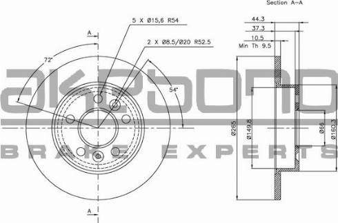 Akebono BN-0721 - Тормозной диск www.autospares.lv