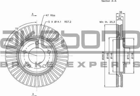 Akebono BN-0771 - Bremžu diski autospares.lv