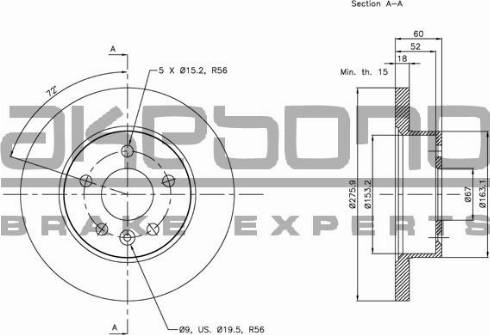 Akebono BN-1034 - Brake Disc www.autospares.lv