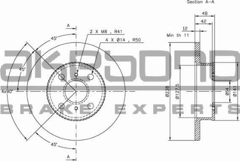 Akebono BN-1109E - Bremžu diski www.autospares.lv