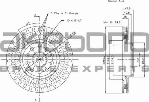 Akebono BN-1130 - Bremžu diski autospares.lv