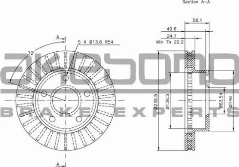 Akebono BN-1365E - Bremžu diski www.autospares.lv