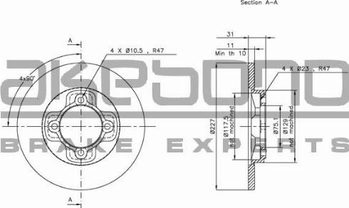 Akebono BN-1302E - Bremžu diski www.autospares.lv