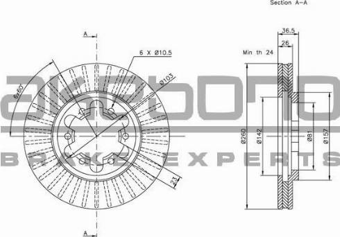 Akebono BN-1325 - Bremžu diski autospares.lv