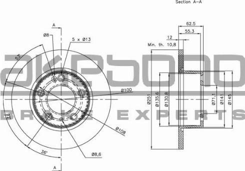 Akebono BN-1225 - Bremžu diski www.autospares.lv