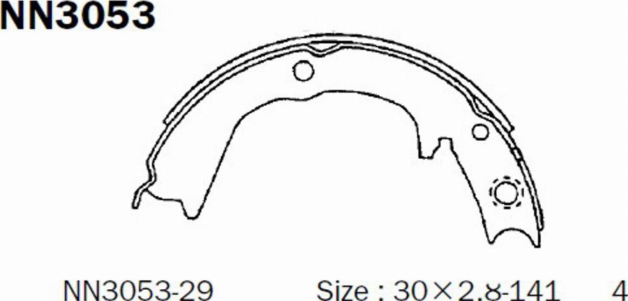 Akebono NN3053 - Brake Shoe Set, parking brake www.autospares.lv