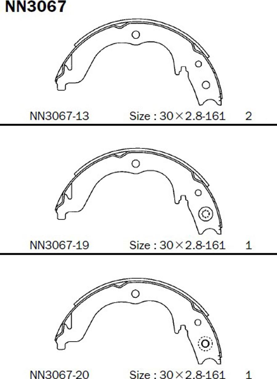 Akebono NN3067 - Bremžu loku kompl., Stāvbremze www.autospares.lv