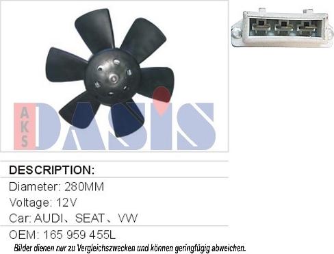 AKS Dasis 048070N - Ventilators, Motora dzesēšanas sistēma www.autospares.lv