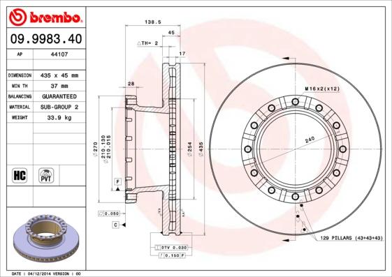 AP 44107 - Bremžu diski www.autospares.lv