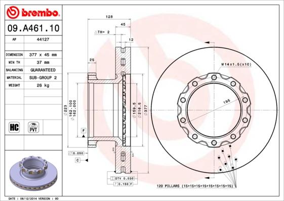 AP 44127 - Bremžu diski www.autospares.lv