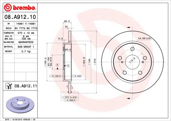 AP 14981 V - Bremžu diski www.autospares.lv