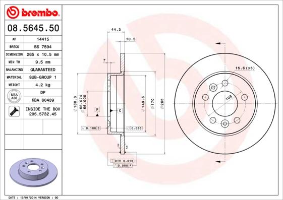 AP 14415 - Тормозной диск www.autospares.lv