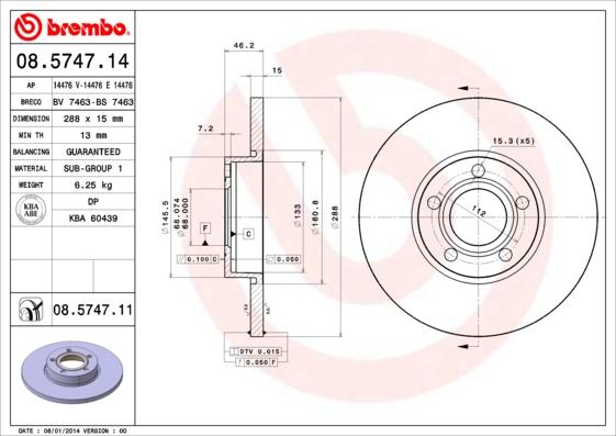 AP 14476 V - Bremžu diski www.autospares.lv