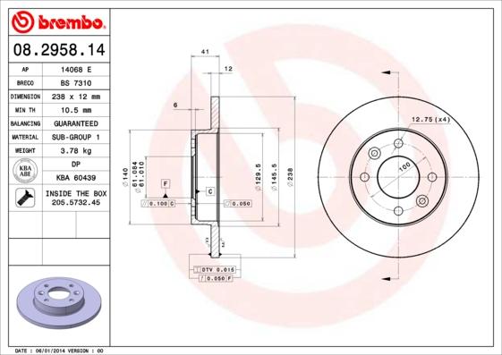 AP 14068 E - Bremžu diski autospares.lv