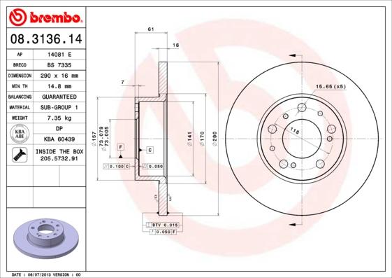 AP 14081 E - Тормозной диск www.autospares.lv