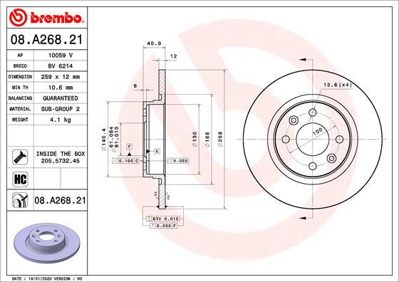 AP 10059 V - Bremžu diski www.autospares.lv