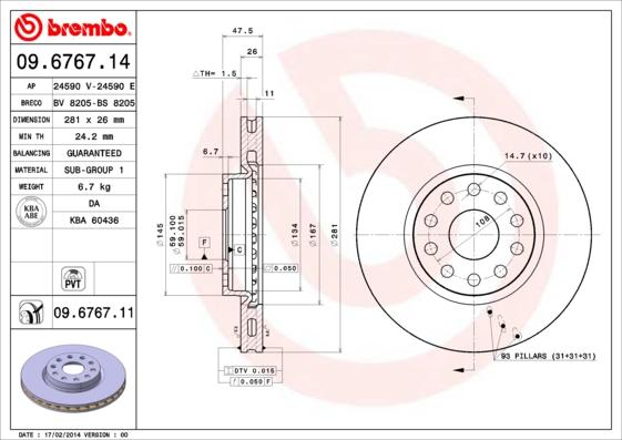 AP 24590 V - Bremžu diski autospares.lv