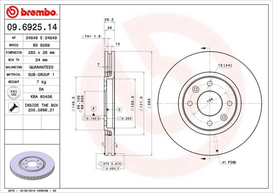 AP 24649 E - Тормозной диск www.autospares.lv