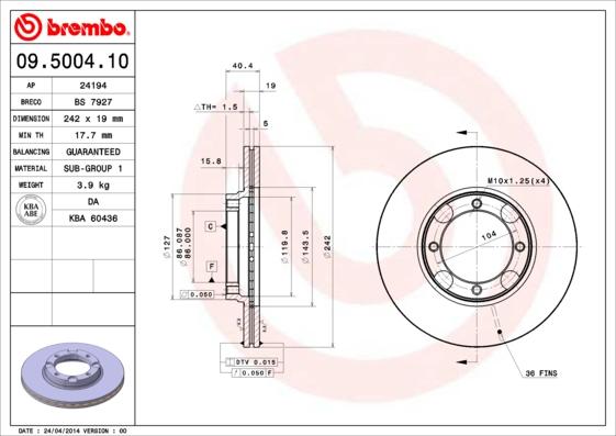 AP 24194 - Bremžu diski www.autospares.lv