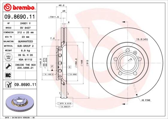 AP 24801 V - Bremžu diski www.autospares.lv