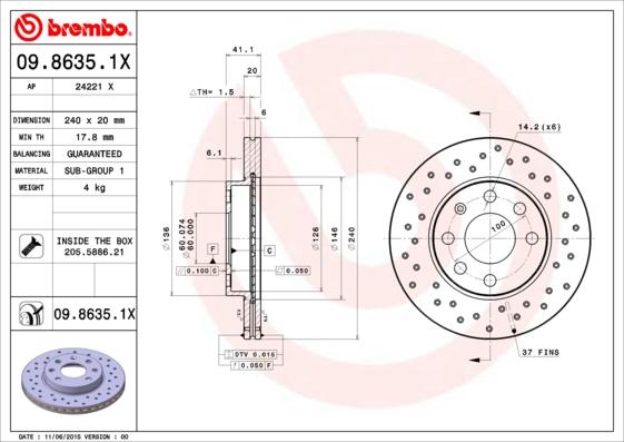 AP 24221 X - Тормозной диск www.autospares.lv