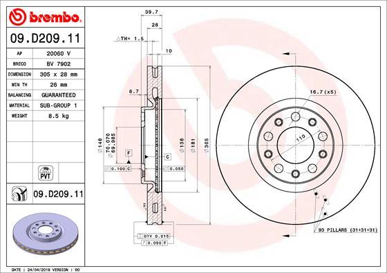 AP 20060 V - Bremžu diski www.autospares.lv