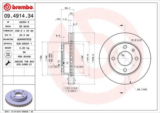 AP 20354 E - Bremžu diski www.autospares.lv