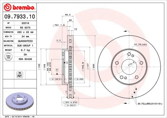 AP 22019 V - Bremžu diski www.autospares.lv