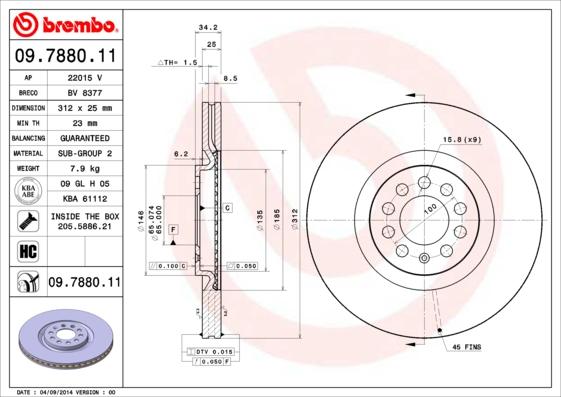 AP 22015 V - Bremžu diski www.autospares.lv