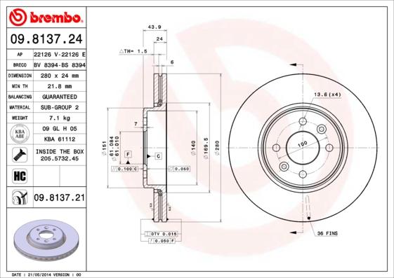 AP 22126 E - Bremžu diski www.autospares.lv